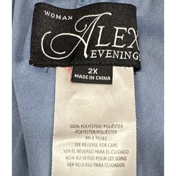 Alex Evenings Women’s Dress Pants 2X Blue Wide Leg Pull On Lined Elastic Waist - Picture 10 of 11